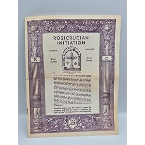 Vintage 1950 Rosicrucian Initiation First Portal Neophyte AMORC Ephemera Set